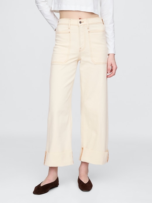 jean taille haute stride à jambes larges et longueur cheville
