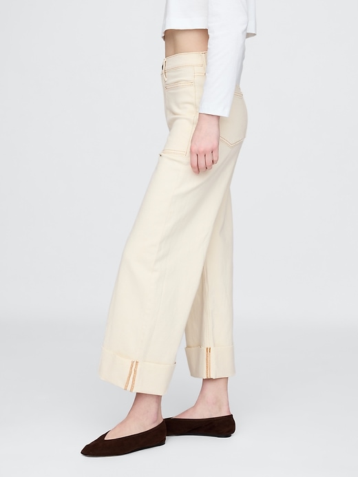 jean taille haute stride à jambes larges et longueur cheville