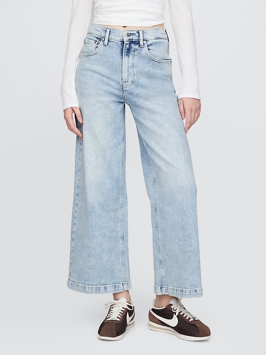 jean taille haute stride à jambes larges et longueur cheville