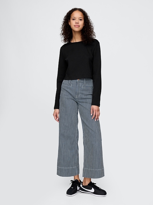 jean taille haute stride à jambes larges et longueur cheville