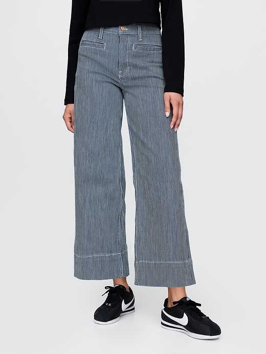 jean taille haute stride à jambes larges et longueur cheville