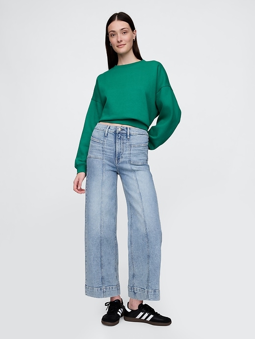 jean taille haute stride à jambes larges et longueur cheville