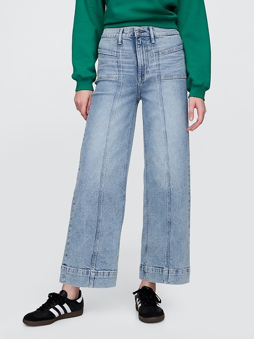 jean taille haute stride à jambes larges et longueur cheville