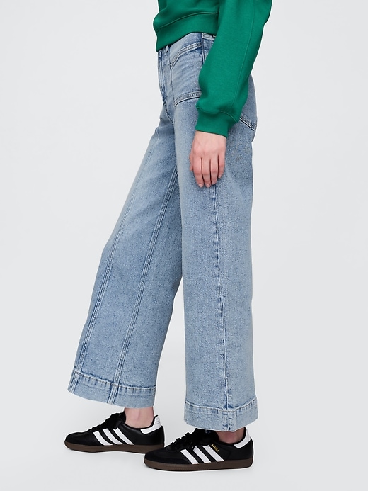 jean taille haute stride à jambes larges et longueur cheville