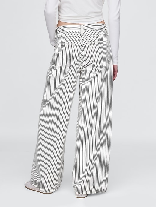 jean baggy à rayures en denim taille mi-haute