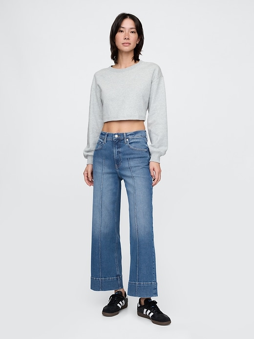 jean taille haute stride à jambes larges et longueur cheville