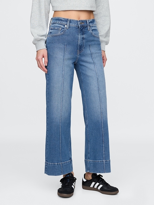 jean taille haute stride à jambes larges et longueur cheville