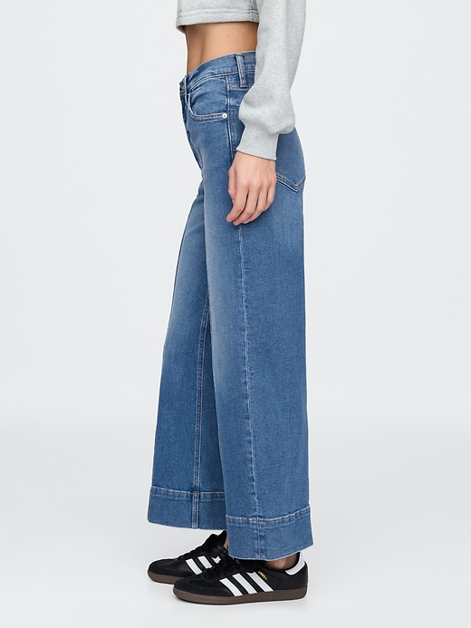 jean taille haute stride à jambes larges et longueur cheville