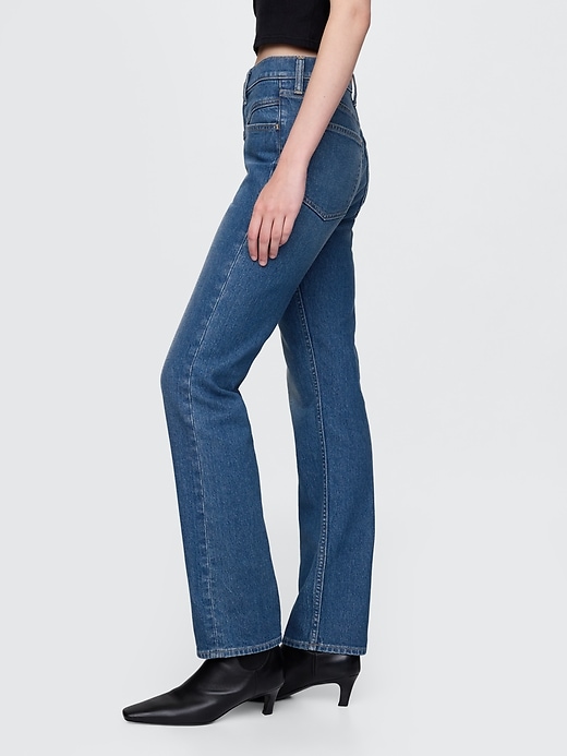 jean slim droit taille haute style western années 90