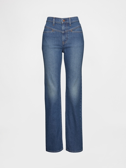jean slim droit taille haute style western années 90