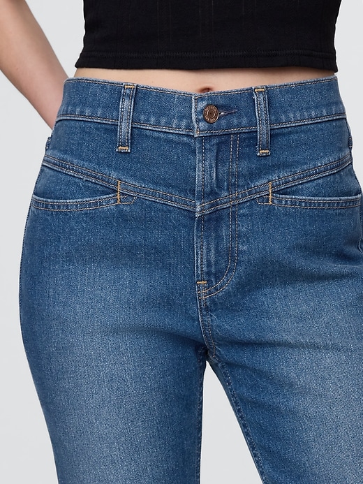 jean slim droit taille haute style western années 90