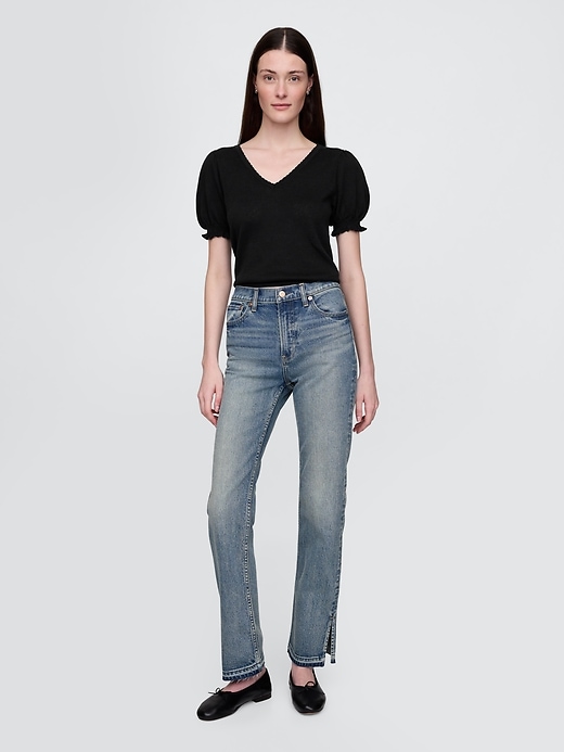 jean slim droit taille haute années 90