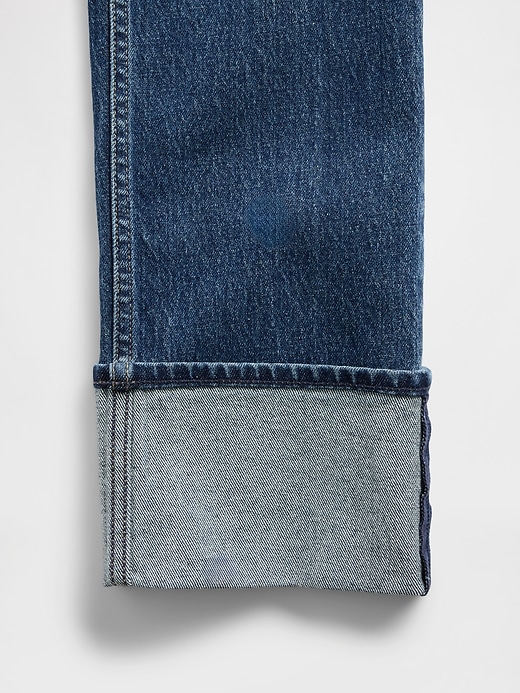 jean slim droit taille haute à revers style années 90