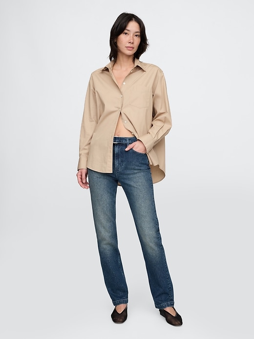 jean slim droit taille haute avec ceinture style années 90