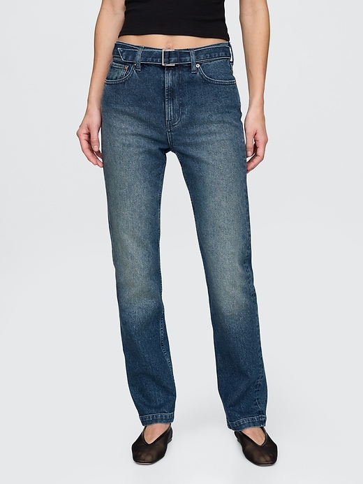 jean slim droit taille haute avec ceinture style années 90