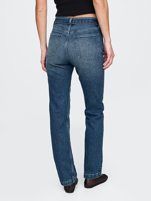 jean slim droit taille haute avec ceinture style années 90