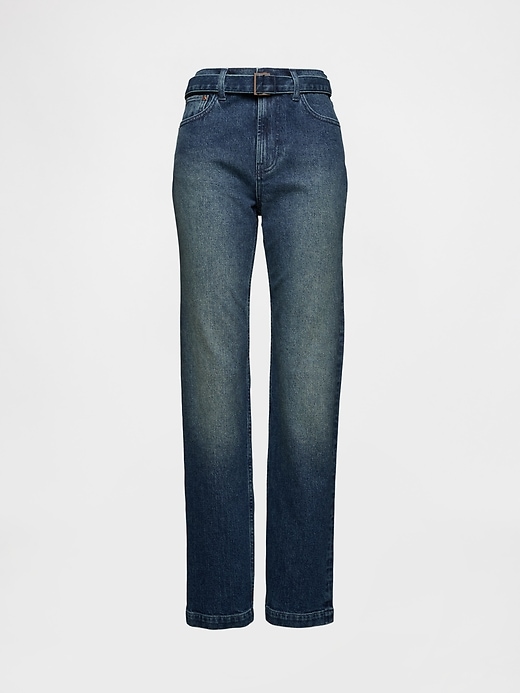 jean slim droit taille haute avec ceinture style années 90