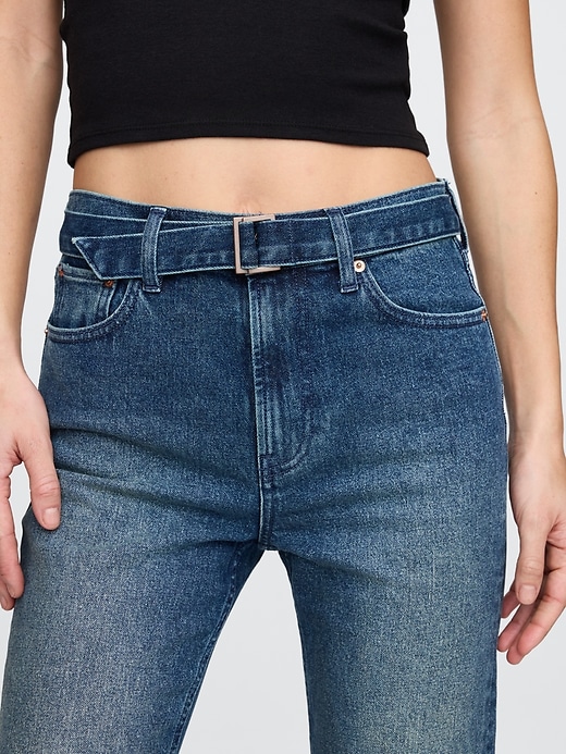 jean slim droit taille haute avec ceinture style années 90
