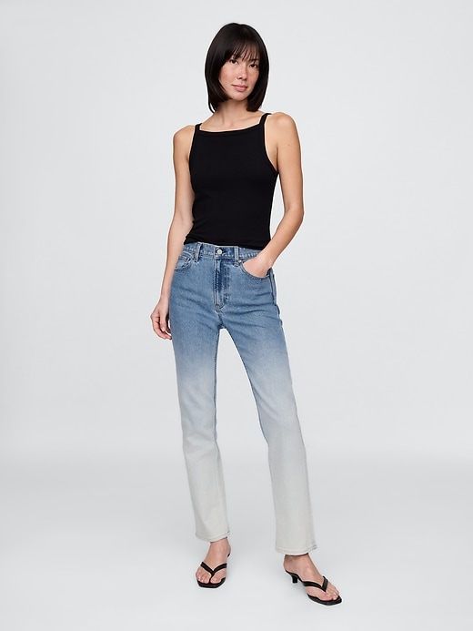 jean slim droit taille haute ombré années 90