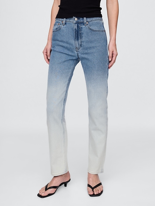 jean slim droit taille haute ombré années 90