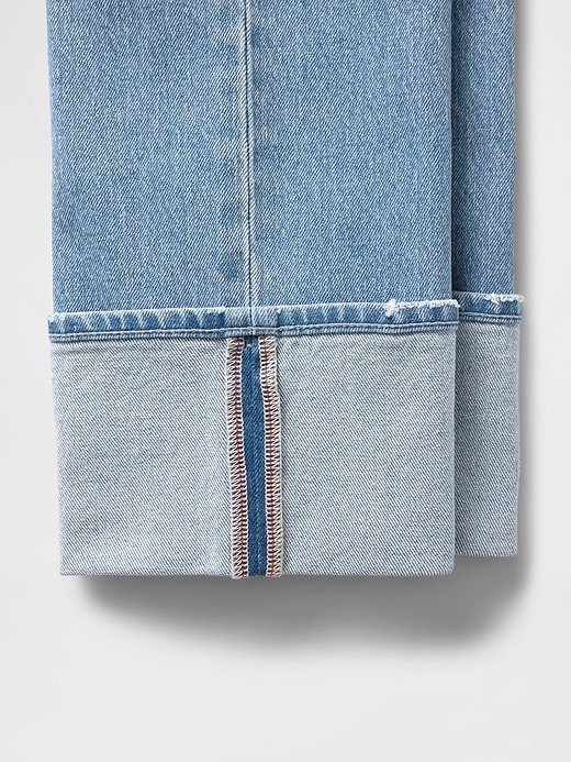 jean slim droit taille haute à revers style années 90