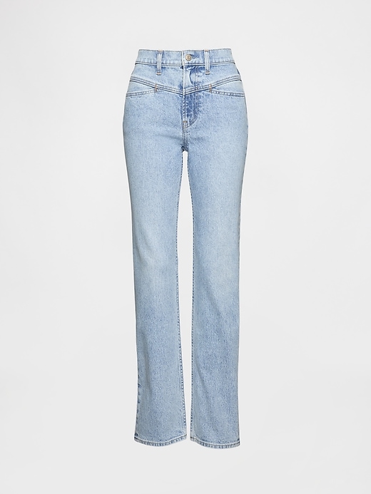 jean slim droit taille haute style western années 90