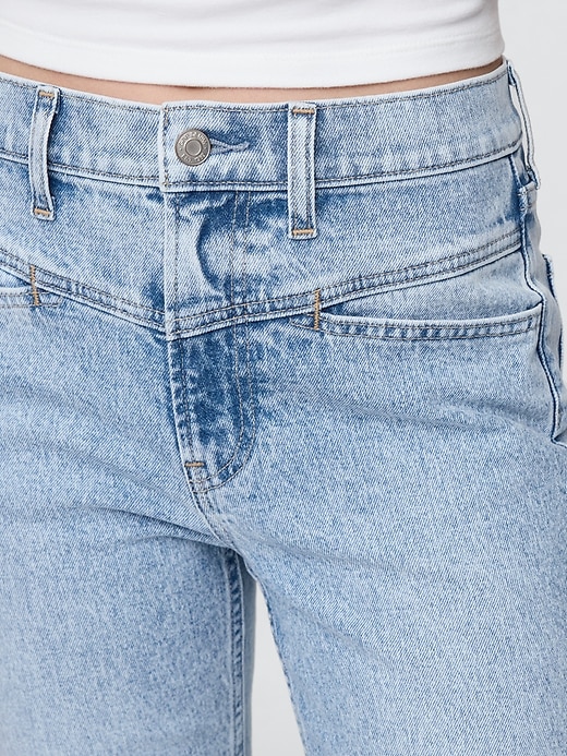 jean slim droit taille haute style western années 90