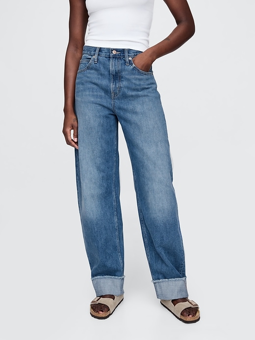 jean taille haute à revers