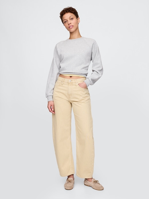 jean à rayures kaki taille haute
