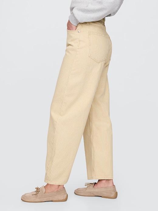 jean à rayures kaki taille haute