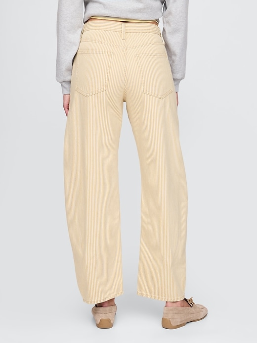 jean à rayures kaki taille haute