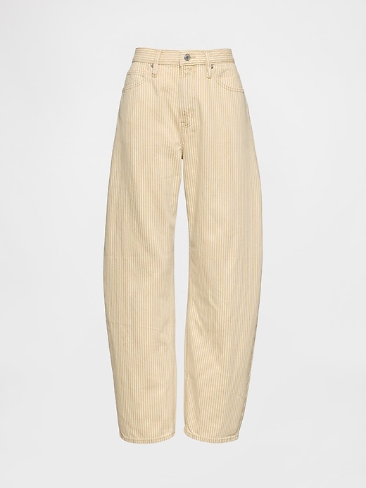 jean à rayures kaki taille haute