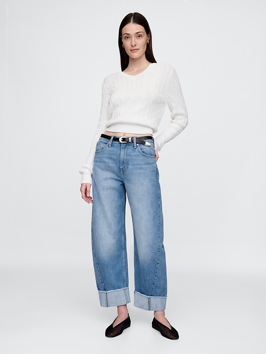 jean taille haute à revers