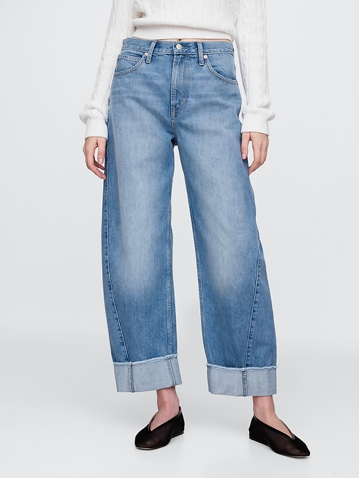 jean taille haute à revers