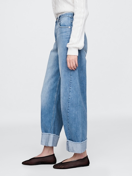 jean taille haute à revers