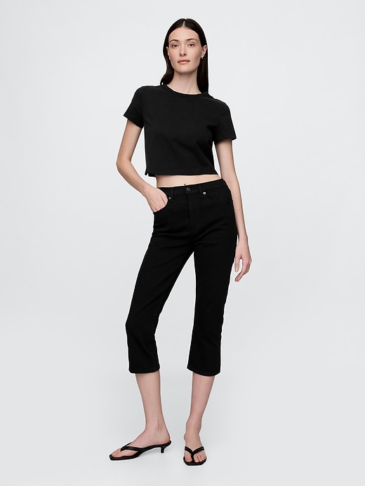 jean capri taille haute et court