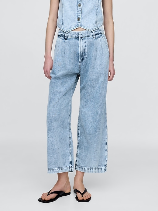 pantalon en denim ultra-doux taille haute 365 à plis aux chevilles