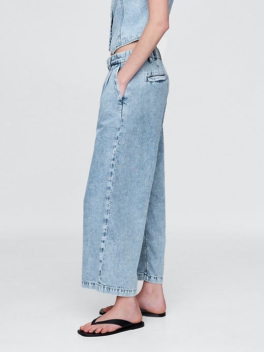 pantalon en denim ultra-doux taille haute 365 à plis aux chevilles