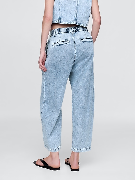 pantalon en denim ultra-doux taille haute 365 à plis aux chevilles