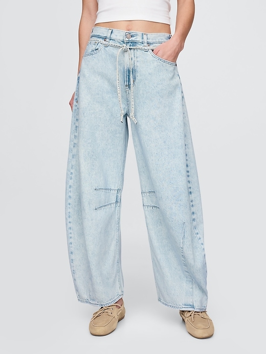 jean taille haute ultra-doux à motif fer à cheval