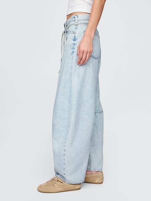 jean taille haute ultra-doux à motif fer à cheval