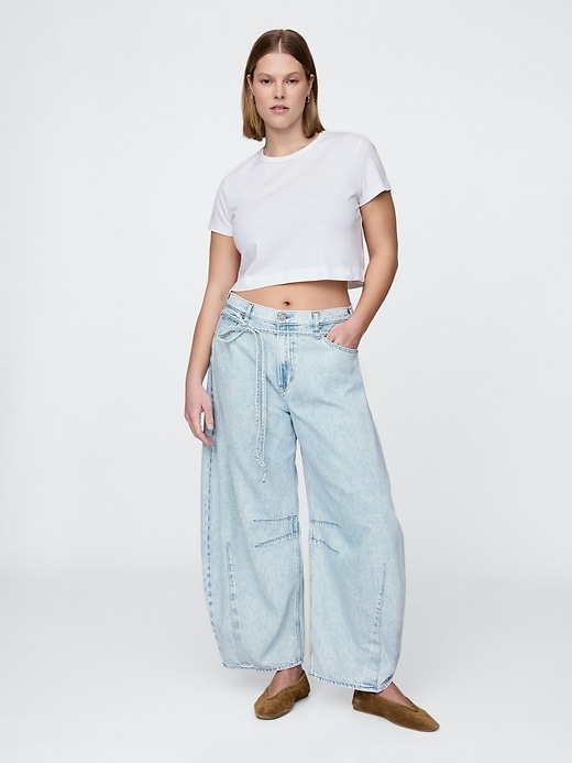 jean taille haute ultra-doux à motif fer à cheval