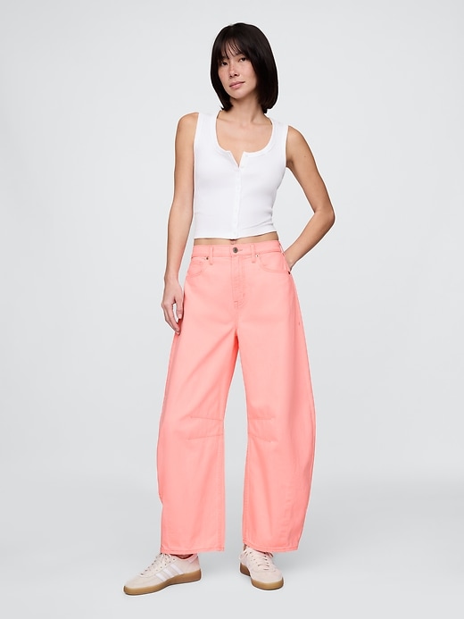 jean taille haute en forme de fer à cheval