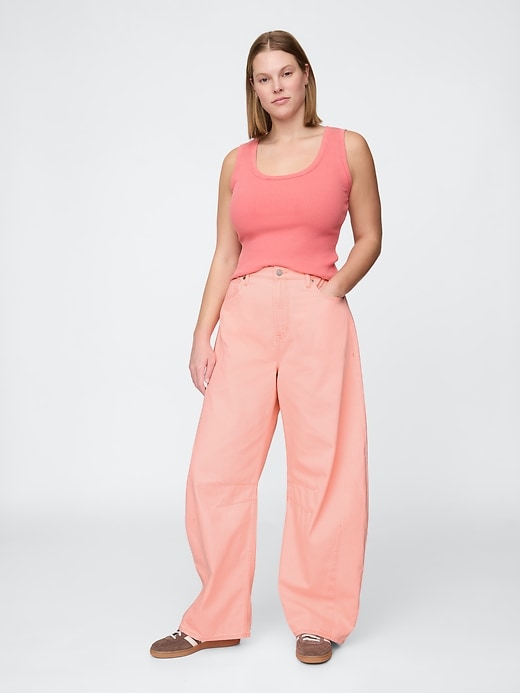 jean taille haute en forme de fer à cheval