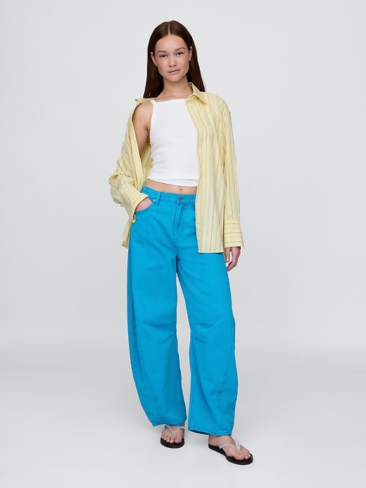 jean taille haute ultra-doux à motif fer à cheval