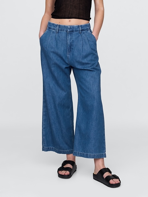 pantalon en denim ultra-doux taille haute 365 à plis aux chevilles