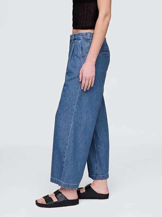 pantalon en denim ultra-doux taille haute 365 à plis aux chevilles