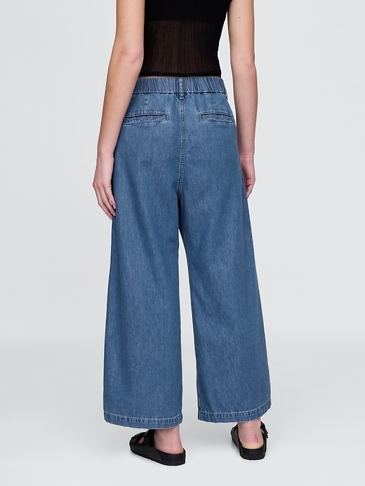 pantalon en denim ultra-doux taille haute 365 à plis aux chevilles