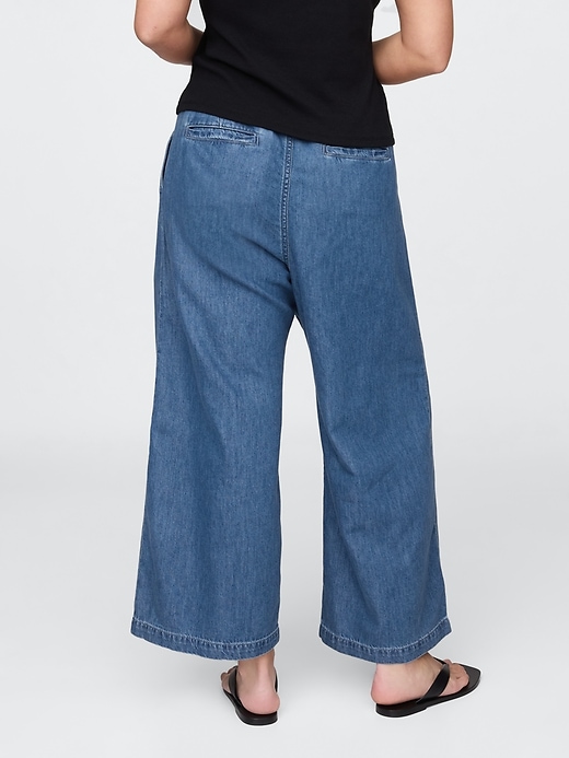 pantalon en denim ultra-doux taille haute 365 à plis aux chevilles