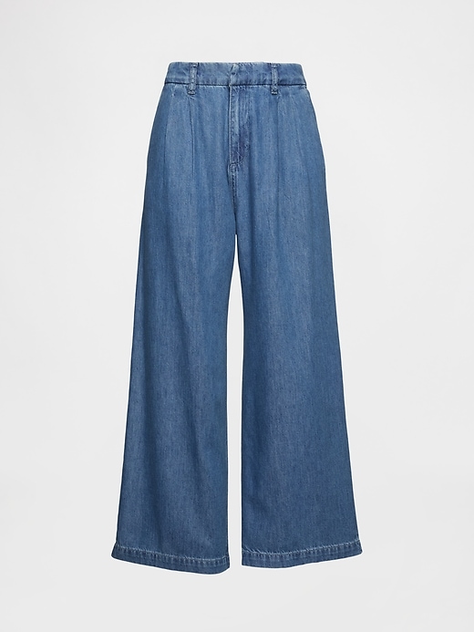 pantalon en denim ultra-doux taille haute 365 à plis aux chevilles